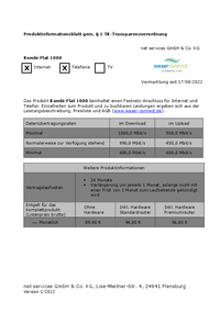 Produktinformationsblatt Kombi-Flat 1.000
